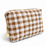 Brown Gingham Cosmetic Bag