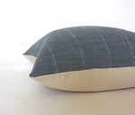 14x20 Dark Blue with Subtle Stripes Lumbar Pillow Cover