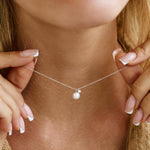 Sterling Silver Pearl & Zirconia Pendant Necklace - Gold