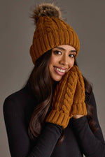 Mustard Cable Knit Mittens