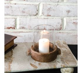 Cement Base Glass Candle Holder