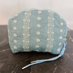 Blue and White Crochet Cosmetic Case