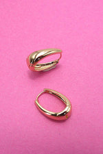 Oval Chunky Huggie Hoops - Gold