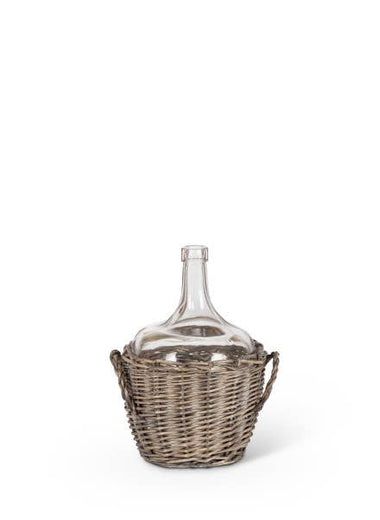 10" Glass Jar in Gray Wash Willow Basket