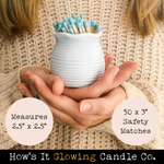 Ceramic Match Holder With Striker & 3" Matches - Light Gray