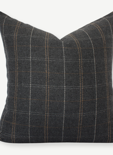 22x22 Glenton Dark Gray Plaid Pillow Cover