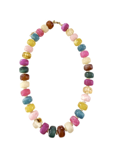 Morris Chunky Beaded Necklace - Dark Multi