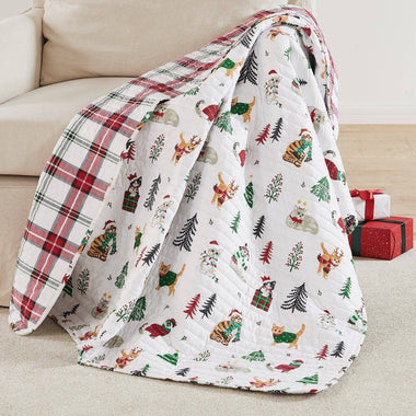 Meowy Christmas Quilted Throw
