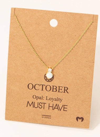 October Opal Gem Pendant Necklace
