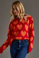 Red & Orange Heart Sweater