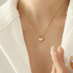 18K Gold Finish Heart Pendant - Gold