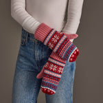Pink, Red & Blue Christmas Pattern Mittens