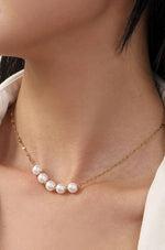 Classic Pearl and Gold Ball Necklace - Gold