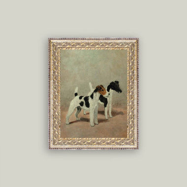 8x10 Two Fox Terriers Antique Art in Frame