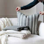 20x20 Addison Navy Stripe Linen Pillow Cover