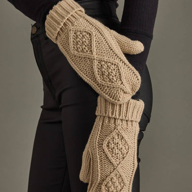 Taupe Cable Knit Mittens