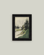11x15 Muted Watercolor Lakeside Framed Art