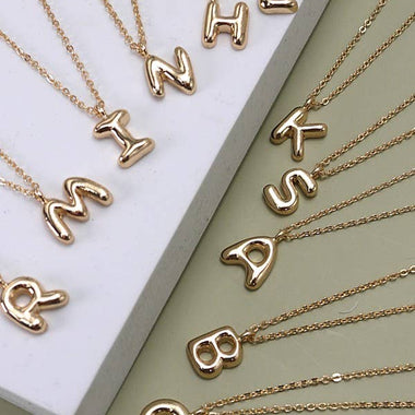 Personalized Balloon Initial Necklace: Gold