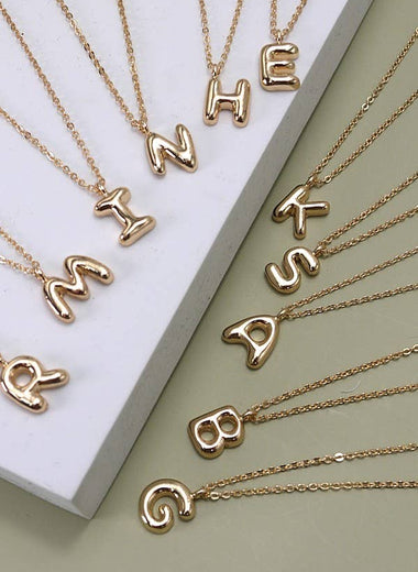 Personalized Balloon Initial Necklace - Gold
