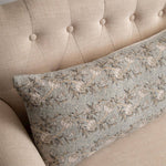 14x28 Dusty Blue Floral Lumbar Pillow