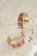 Faux Leather Two-Tone Hoop Earrings:  Gold