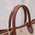 Ellie Straw Tote Crossbody Bag - Brown
