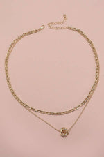 Floral Bud Double Layer Necklace - Gold