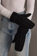 Black Cable Knit Mittens