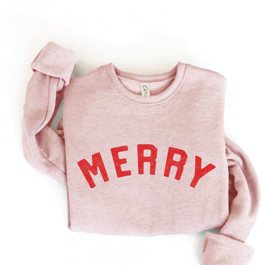 Merry Graphic Sweatshirt - Rose