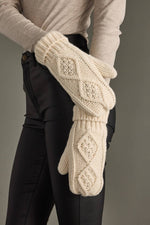 Beige Cable Knit Mittens