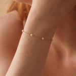 Dainty Freshwater Pearl Bead Bracelet - Gold