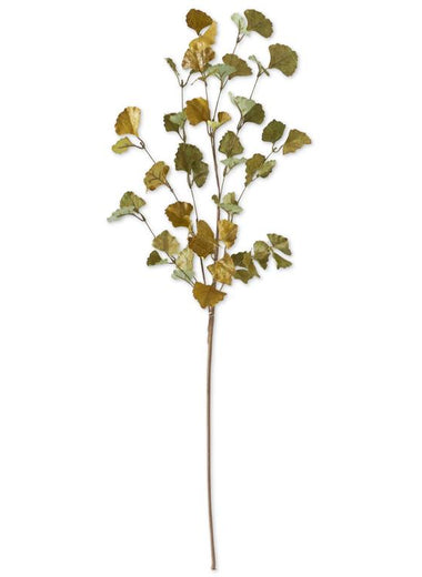 36" Green & Yellow Gingko Leaf Stem