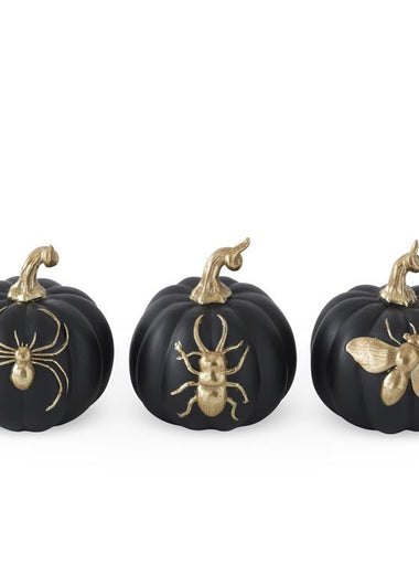 4" Black & Gold Insect Pumpkin