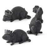 Black Resin Rats with Glittered Crowns