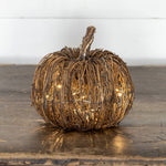 7.5" Lighted Rattan Pumpkin