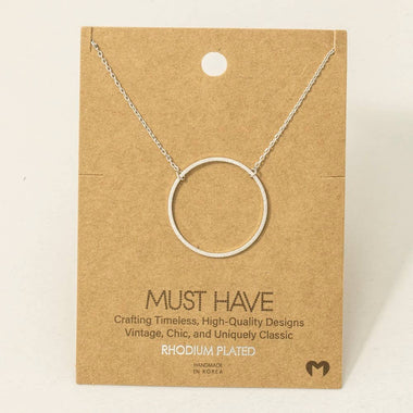 Large Circle Cutout Pendant Necklace - Silver
