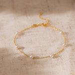 Dainty Freshwater Pearl Bead Bracelet - Gold