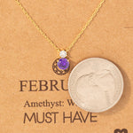 February Amethyst Gem Pendant Necklace