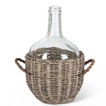 10" Glass Jar in Gray Wash Willow Basket