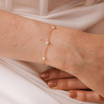 Dainty Freshwater Pearl Bead Bracelet - Silver