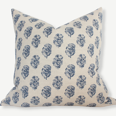 18x18 Navy Blue Floral Pillow Cover