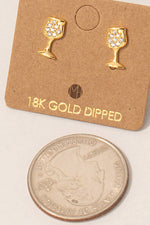 Mini Pave Wine Glass Stud Earrings: S