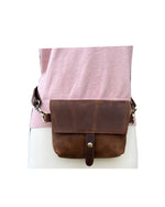 Genuine Leather Crossbody: Light Brown