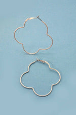 Matte Clover Hoop Earrings - Silver