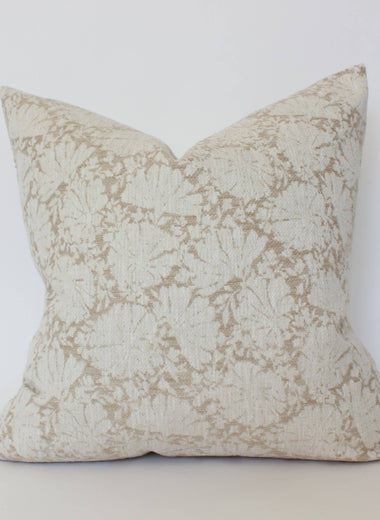 18x18 Evielle Cream Floral Pillow Cover