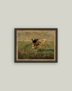 5x7 Black and Brown Cows Framed Art