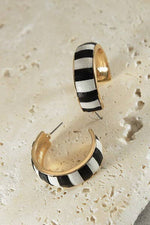 Faux Leather Two-Tone Hoop Earrings:  Gold