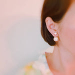 Disco Ball With Pearl Back Earrings