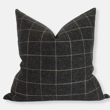 18x18 Black Plaid Windowpane Pillow Cover