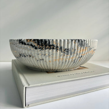 Temis Fluted Bowl - Black Fusion Marble